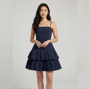 Vera Wang | Spaghetti Strap Taffeta Fit & Flare Dress